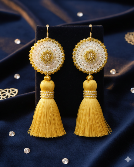 Háčkované  dizajnové náušnice "Vanilkové nebo "